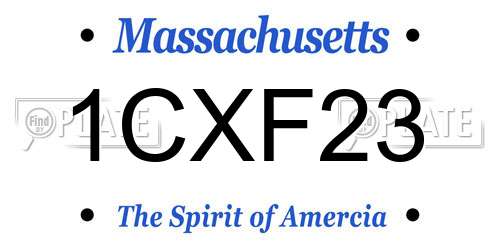 1CXF23 Massachusetts License Plate