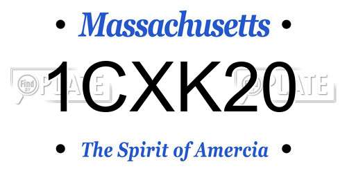 1CXK20 Massachusetts License Plate