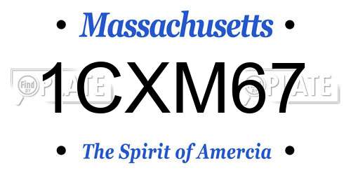 1CXM67 Massachusetts License Plate