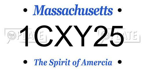 1CXY25 Massachusetts License Plate