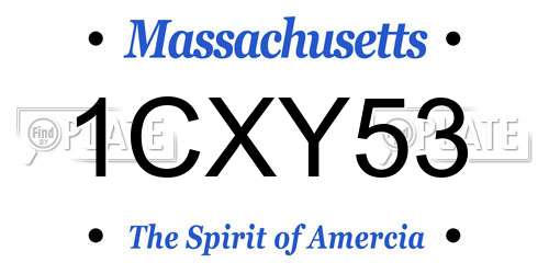 1CXY53 Massachusetts License Plate