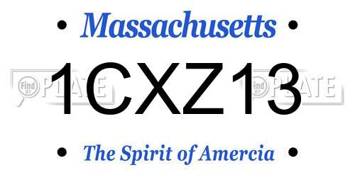 1CXZ13 Massachusetts License Plate