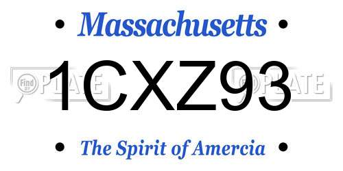 1CXZ93 Massachusetts License Plate