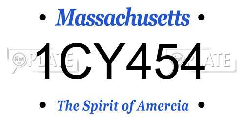 1CY454 Massachusetts License Plate