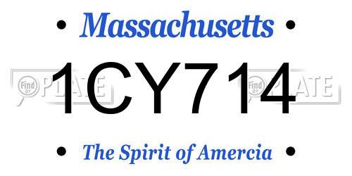 1CY714 Massachusetts License Plate