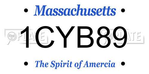 1CYB89 Massachusetts License Plate