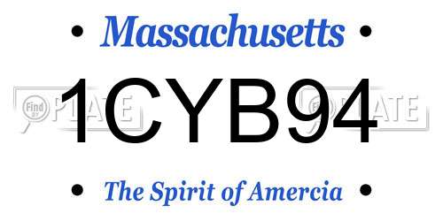 1CYB94 Massachusetts License Plate
