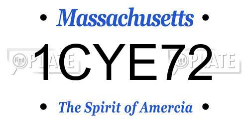 1CYE72 Massachusetts License Plate
