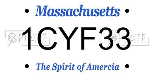 1CYF33 Massachusetts License Plate