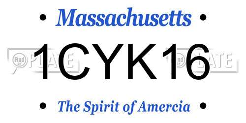 1CYK16 Massachusetts License Plate