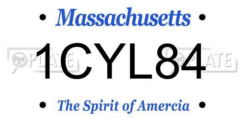 1CYL84 Massachusetts License Plate