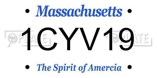 1CYV19 Massachusetts License Plate