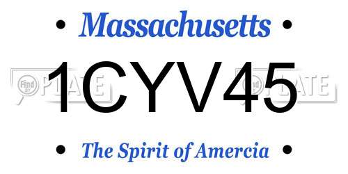 1CYV45 Massachusetts License Plate