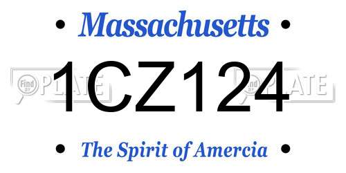 1CZ124 Massachusetts License Plate
