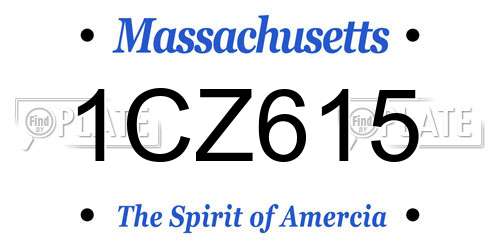 1CZ615 Massachusetts License Plate