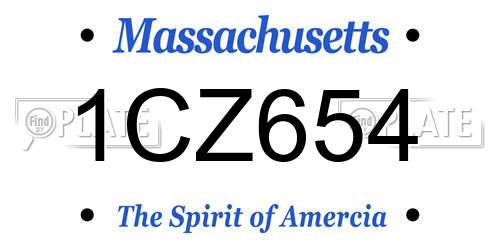 1CZ654 Massachusetts License Plate