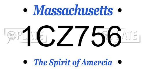 1CZ756 Massachusetts License Plate