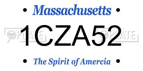 1CZA52 Massachusetts License Plate
