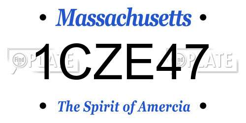 1CZE47 Massachusetts License Plate