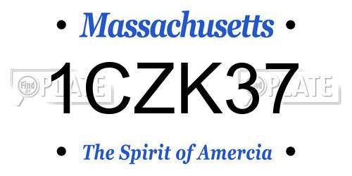 1CZK37 Massachusetts License Plate