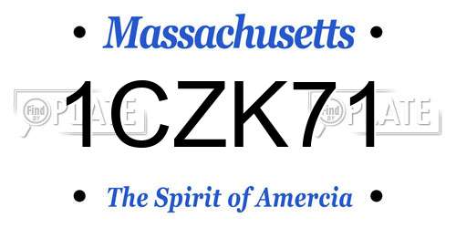 1CZK71 Massachusetts License Plate