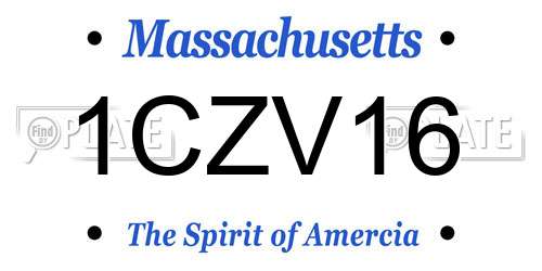 1CZV16 Massachusetts License Plate