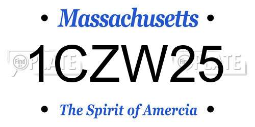 1CZW25 Massachusetts License Plate