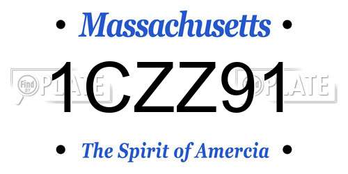 1CZZ91 Massachusetts License Plate