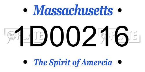1D00216 Massachusetts License Plate