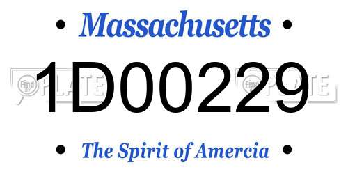 1D00229 Massachusetts License Plate