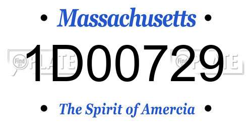 1D00729 Massachusetts License Plate