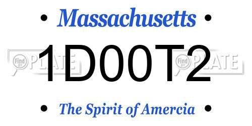 1D00T2 Massachusetts License Plate