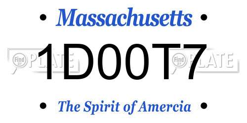 1D00T7 Massachusetts License Plate