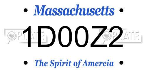 1D00Z2 Massachusetts License Plate
