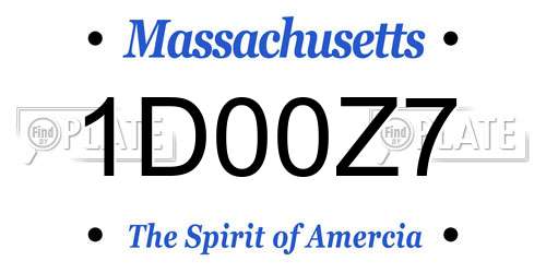 1D00Z7 Massachusetts License Plate
