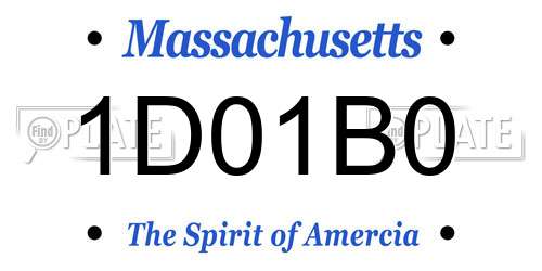 1D01B0 Massachusetts License Plate