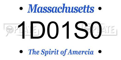 1D01S0 Massachusetts License Plate
