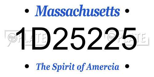 1D25225 Massachusetts License Plate