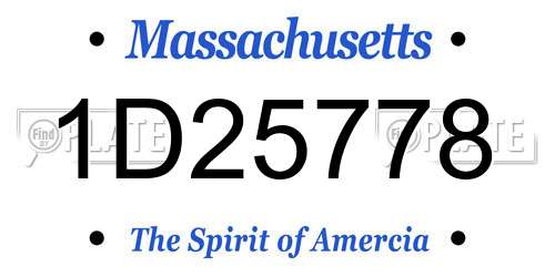 1D25778 Massachusetts License Plate