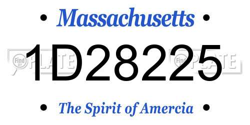 1D28225 Massachusetts License Plate