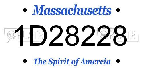 1D28228 Massachusetts License Plate