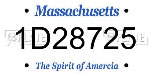1D28725 Massachusetts License Plate