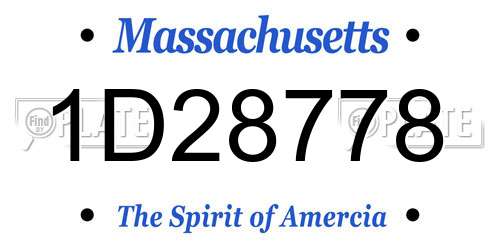 1D28778 Massachusetts License Plate