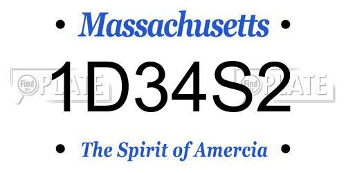 1D34S2 Massachusetts License Plate