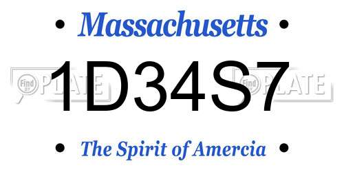 1D34S7 Massachusetts License Plate