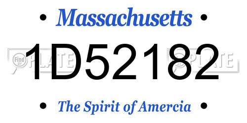 1D52182 Massachusetts License Plate