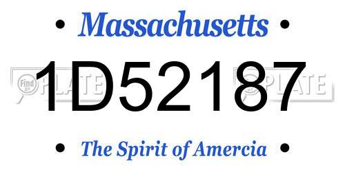 1D52187 Massachusetts License Plate