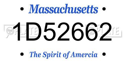 1D52662 Massachusetts License Plate