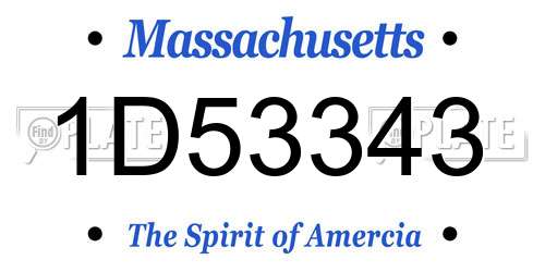 1D53343 Massachusetts License Plate