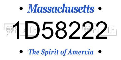 1D58222 Massachusetts License Plate